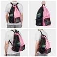 thumbnail image 7 of Drawstring Mesh Swim Backpack with Wet Pocket Lightweight Sports Equipment Bag for Swimming Gym Workout Grer Hand Carry Handle Beach Pool, Pink, 7 of 7