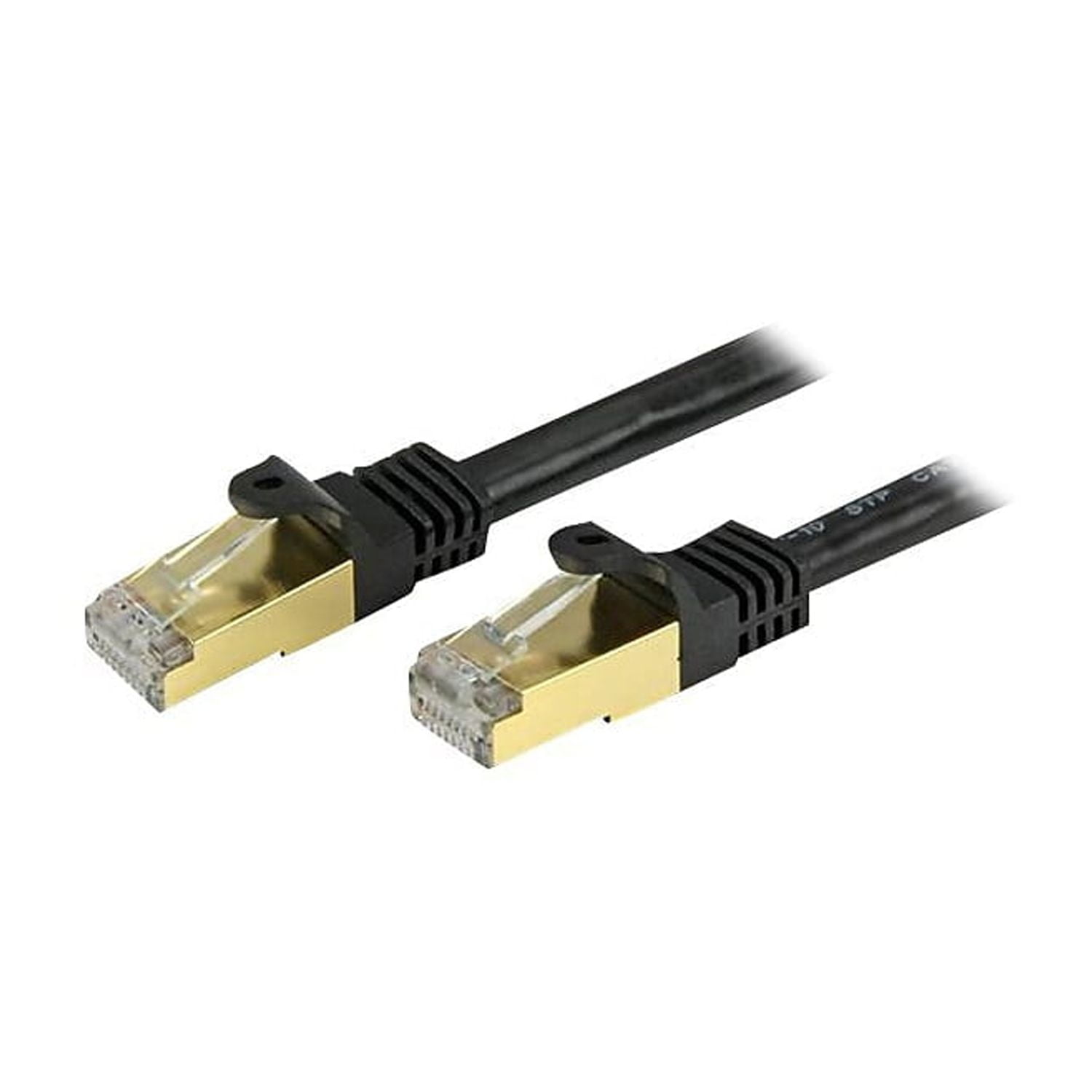 StarTech 7ft CAT6a Ethernet Cable - 10 Gigabit Shielded Snagless RJ45 100W PoE Patch Cord - 10GbE STP Network Cable with Strain Relief - Black - UL, TIA (C6ASPAT7BK)