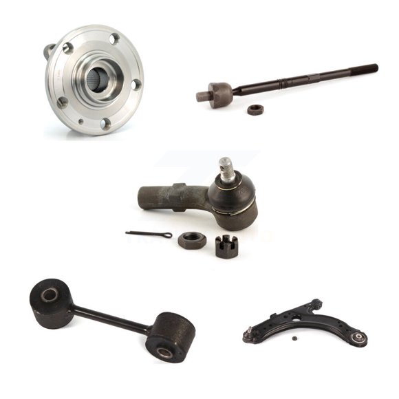 Transit Auto Front Left Hub Bearing Lower Control Arm with Ball Joint Outer Inner Tie Rod Link Kit (5Pc) for Car 2006 Volkswagen Jetta A4 body code 7th and 8th Digit Of VIN Is "9M" or "1J" K7T-105955