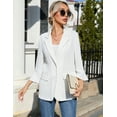 thumbnail image 6 of OYang Women's Loose Blazer Jackets , 3/4 Bell Sleeve Button Blazers with Pockets for Office Work Suit White S, 6 of 7
