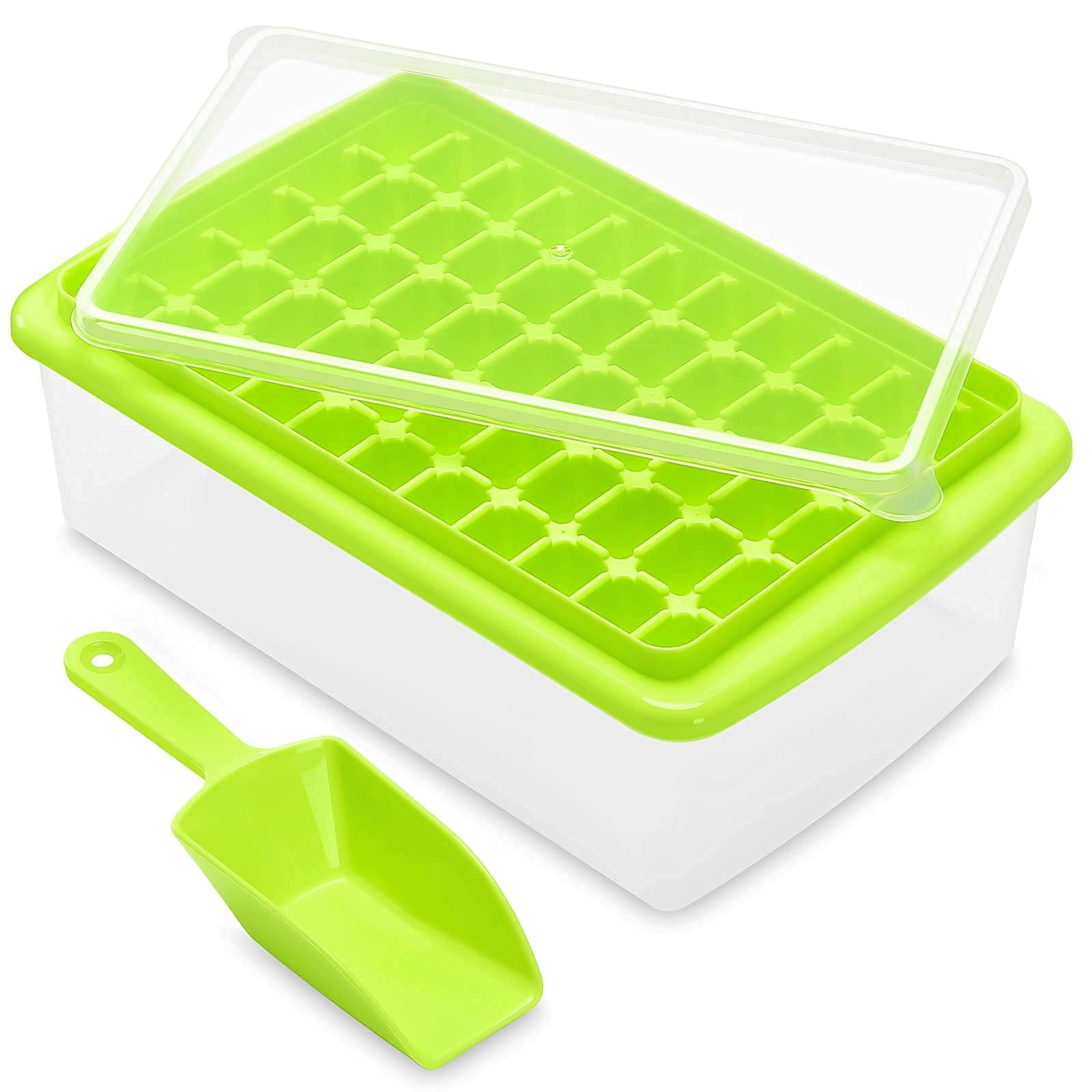1pc Large Capacity Ice Cube Tray With Lid, Easy Release, For Home Kitchen  Freezer, Green