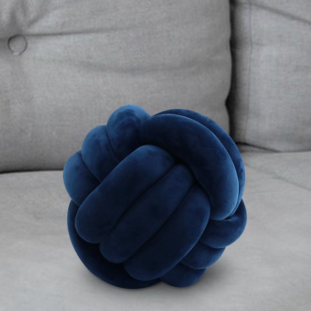 Knot Pillow Ball Thick Comfortable Knotted Pillows for Living Room Home Sofa Navy Blue