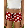 thumbnail image 6 of LMLYSoH Women's Dot Print Mini Shorts Summer Fashionable Fold Over Low Waist Micro Shorts, 6 of 9