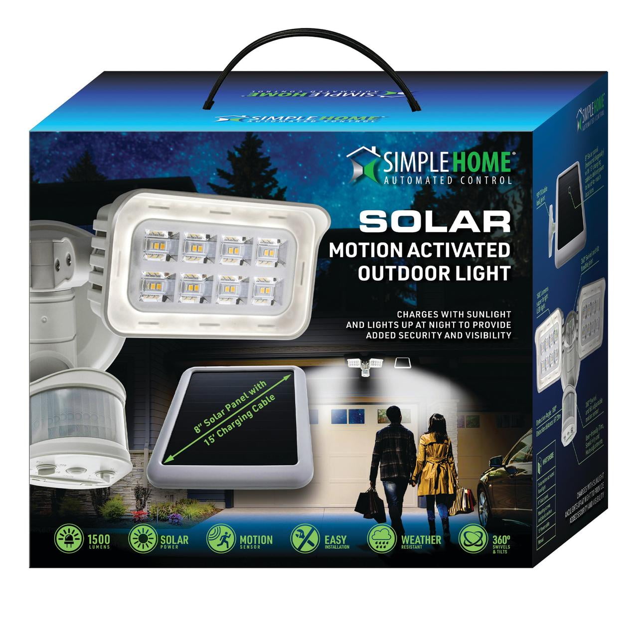 Simple Home 360 degree Solar Motion-Activated Outdoor 1500 Lumens Walmart.com