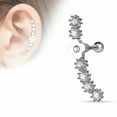 thumbnail image 2 of Tragus Barbell Flower Centered Lined CZ Set 316L Surgical Steel Cartilage Bar 16g, 2 of 3