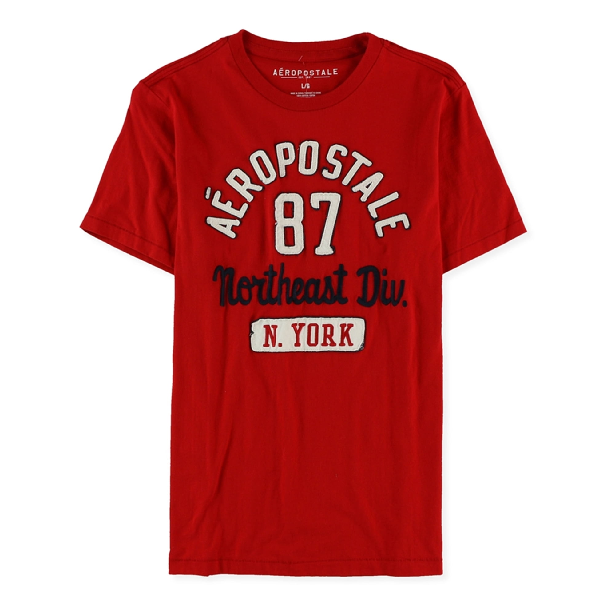 Aeropostale Hombres NY Northeast Div. Camiseta adornada roja mediana Aeropostale Camiseta adornada Bodega Aurrera en linea