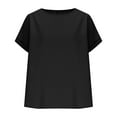 thumbnail image 5 of Womens Summer Tops 2026 Plus Size Fashion Round Neck Solid Color Light Sensing Face Short Sleeve Loose T-shirt, 5 of 7