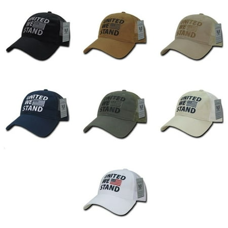 United We Stand American Flag USA US Military Polo Trucker Baseball Ball Hat Cap-Olive Green