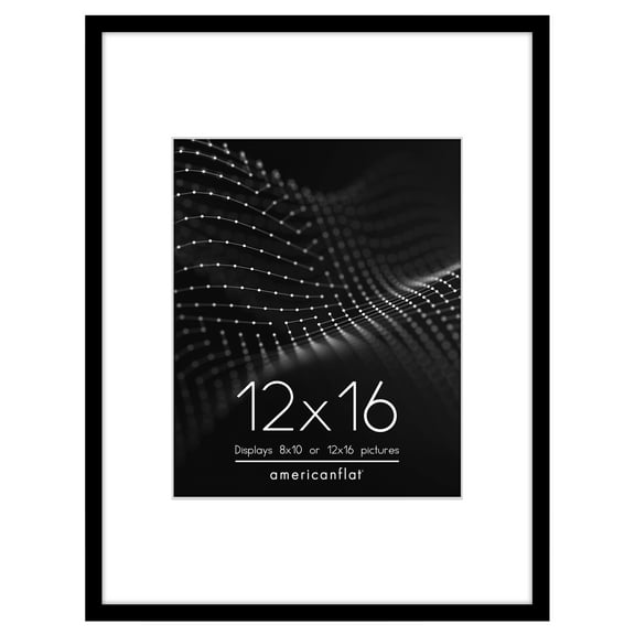 Americanflat 12" x 16" Poster Frame With Mat for 8x10 - Perfect for Photos and Artwork - Black