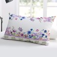 thumbnail image 5 of Watercolor Floral Spring Throw Pillow Cover,Purple Blue Blooming Botanical Rectangle Decorative Pillow Case Protector Soft Cushion Cover Lumbar Pillowcase for Couch Sofa Bedroom Car Decor 20x30 Inch, 5 of 8