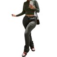thumbnail image 2 of Women Stacked Leggings, Fashion High Waist Solid Color Slim Fit Workout Pants with Drawstring, 2 of 6
