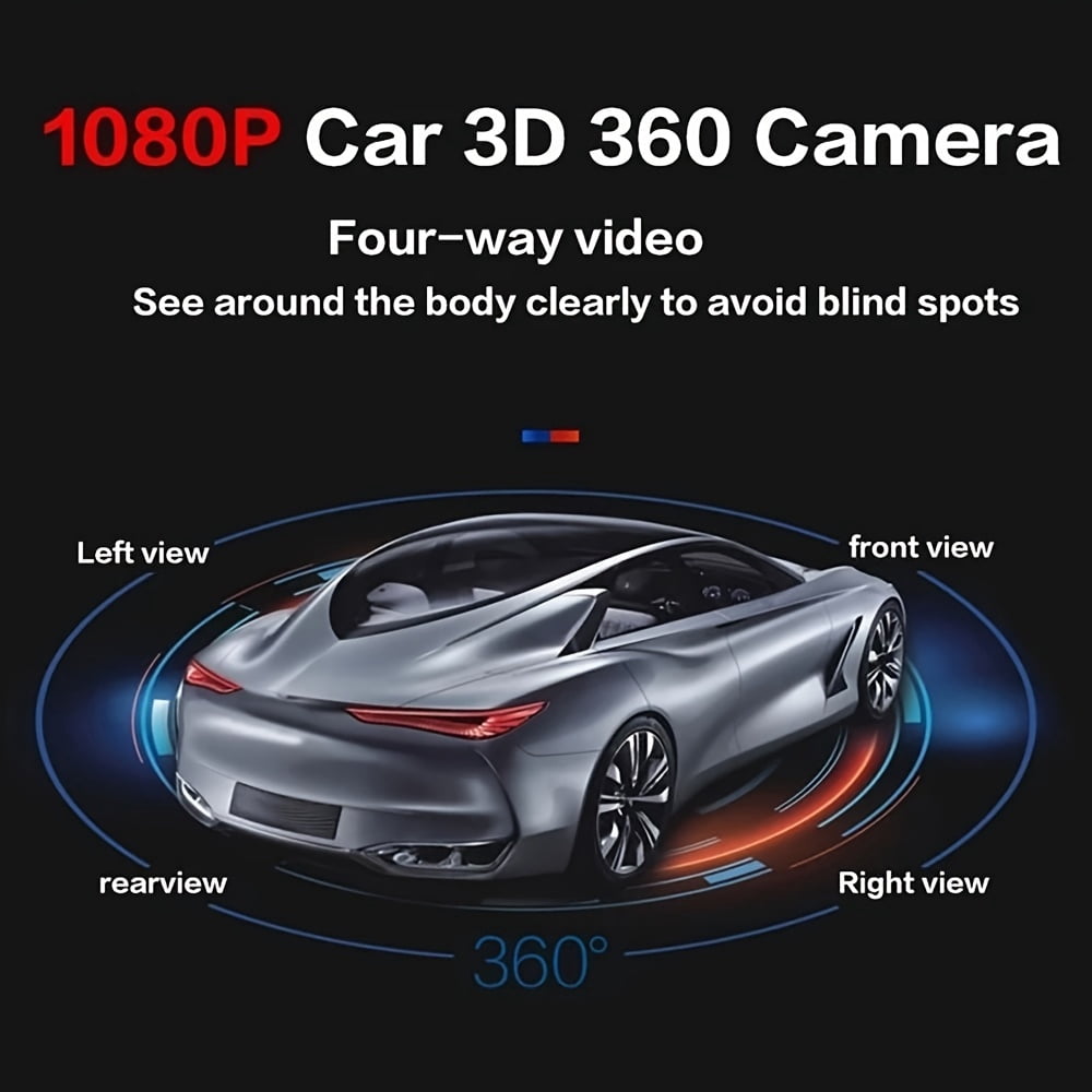 1 Set 360° Around View Camera Kit for Car AHD 1080P Night Vision 4-Way Surveillance System with Cables & Tools (No Display Included)
