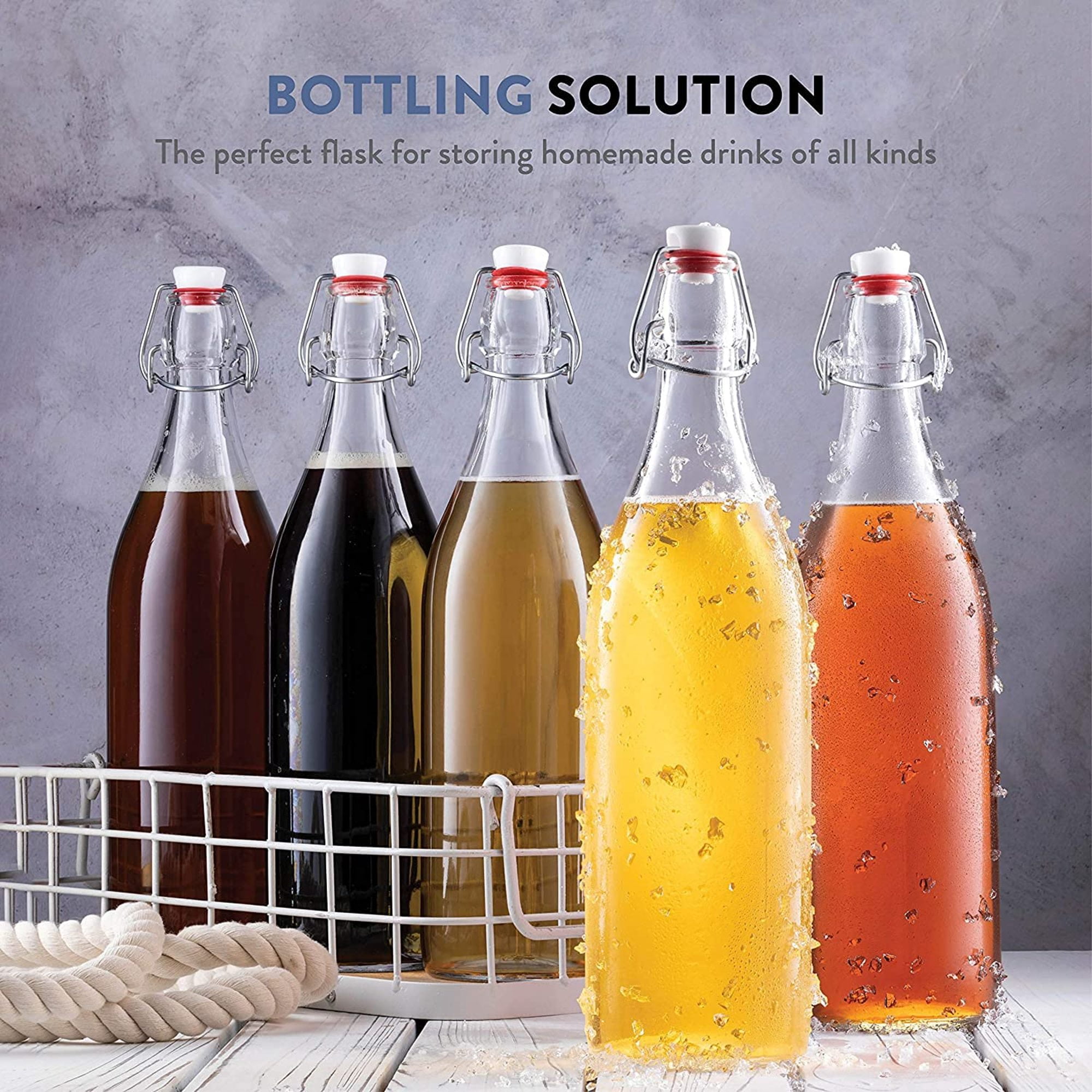 Bormioli Rocco Giara Clear Glass Bottle With Stopper, 33 3/4 oz. (2, Clear)