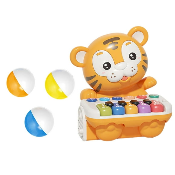 Bunblic Tiger Electronic Organ Toy Early Learning Music Educational Durable Instruments Gift Creative Portable Piano Keyboard for Kids Birthday Yellow