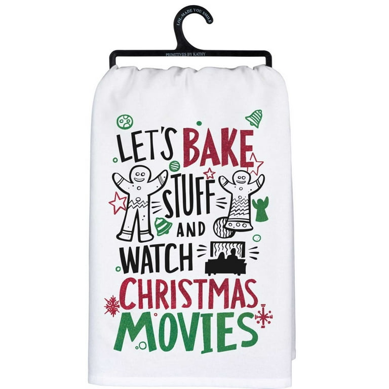 Decorative Towel Christmas Movies Dish Towels Set/2 Bake Pajamas