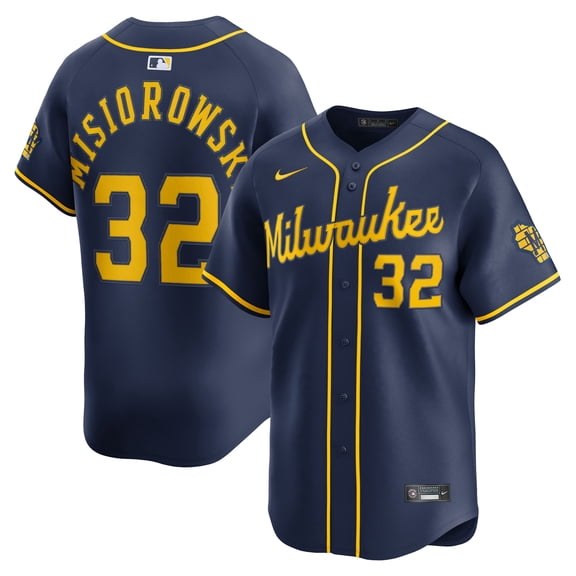 Men's Nike Jacob Misiorowski Navy Milwaukee Brewers Alternate Limited Jersey
