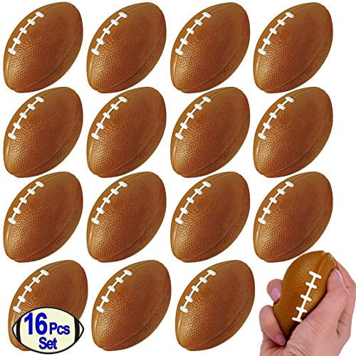 Mini Foam Footballs 16 Pcs Pack | 3.25” Inch Party Favor Balls | Mini Football Stress Balls Bulk | Football Party Decorations | Big Game Party Decorating Footballs | Small Foam Footballs | by Anapoliz