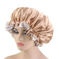 thumbnail image 3 of Gorro de satén para mujer, para dormir por la noche, protector de cabello, para mujeres y niñas Caqui, 3 of 8