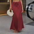 thumbnail image 4 of Women's Elegant Belted Satin Skirt - High Waist, Adjustable Belt, Spring/Summer, Formal/Casual - Satin Fabric, 4 of 8