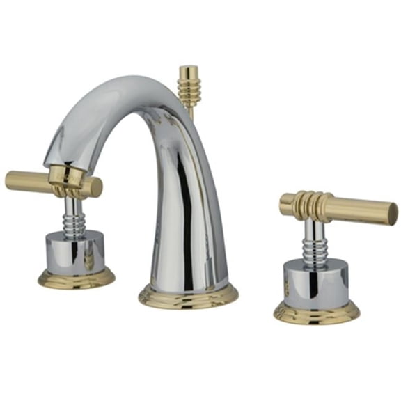 Kingston Brass Two Handle 8 in. to 16 in. Widespread Lavatory Faucet with Brass Pop-up - Chrome/Polished Brass