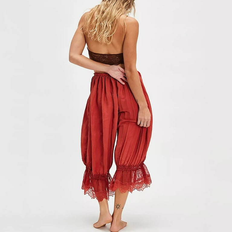 Sale Clearance 2025 Women's Casual Pants Women Ruffle Hem Capris