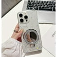 thumbnail image 2 of Case for iPhone 16 Case Clear Glitter Cute Bling Sparkle with Stand Makeup Mirror Soft Bumper Shockproof Transparent Protection Women Girls Phone Case for iPhone 16 6.1 inch Star Sliver, 2 of 10