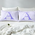 thumbnail image 4 of Erosebridal Initial A Letter Twin Sheet Sets, Princess Bow Bedding Twin Size, Purple Monogrammed Reversible Bed Sheets Twin, Microfiber Room Decor, 3pcs, 4 of 7