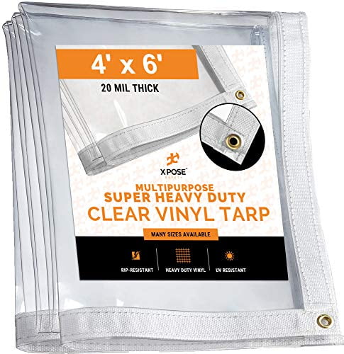 Tarp Large Transparent Tarpaulin Reinforced Corners Reinforced Edges for Roof Camping Clear Tarp with Grommets Outdoor Tarpaulin Waterproof Heavy 3x3ft