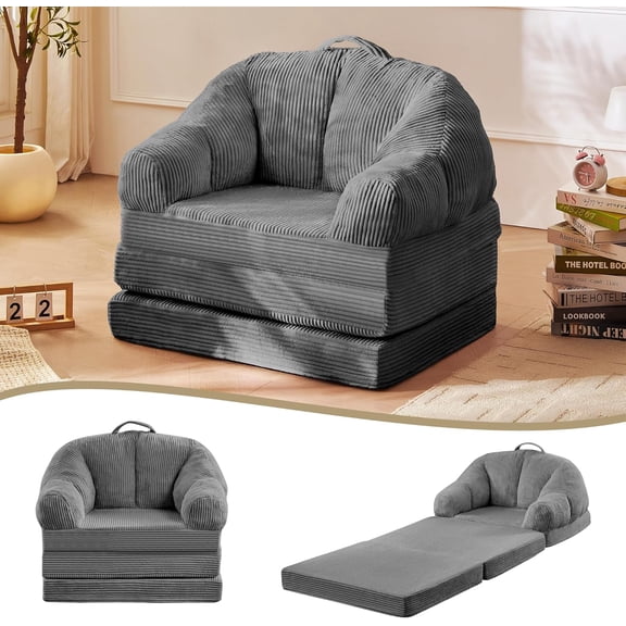 Pipleo 3-in-1 Folding Sofa Bed, Convertible Floor Lounger & Chair with Back Support, Portable Handle, Comfy Couch for Small Apartment Living Room Bedroom