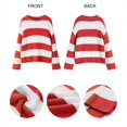 thumbnail image 5 of Fesfesfes Women's Fall Winter Blouses Comfy Knitted Striped Long Sleeve Crew Neck Pullover Tops Fashion Loose Contrast Color Sweater(Red#6,L), 5 of 5