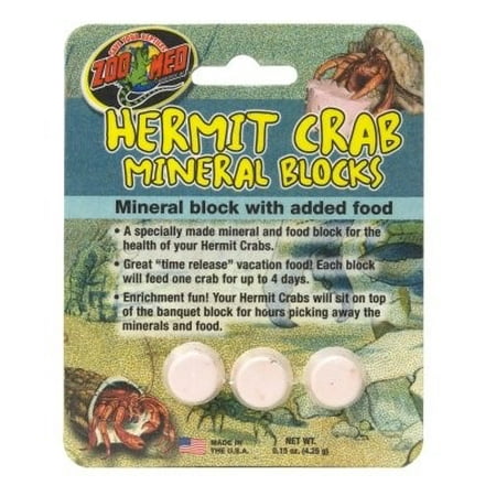 Zoo Med Hermit Crab Mineral Blocks with Added Food, .15 Oz, 3
