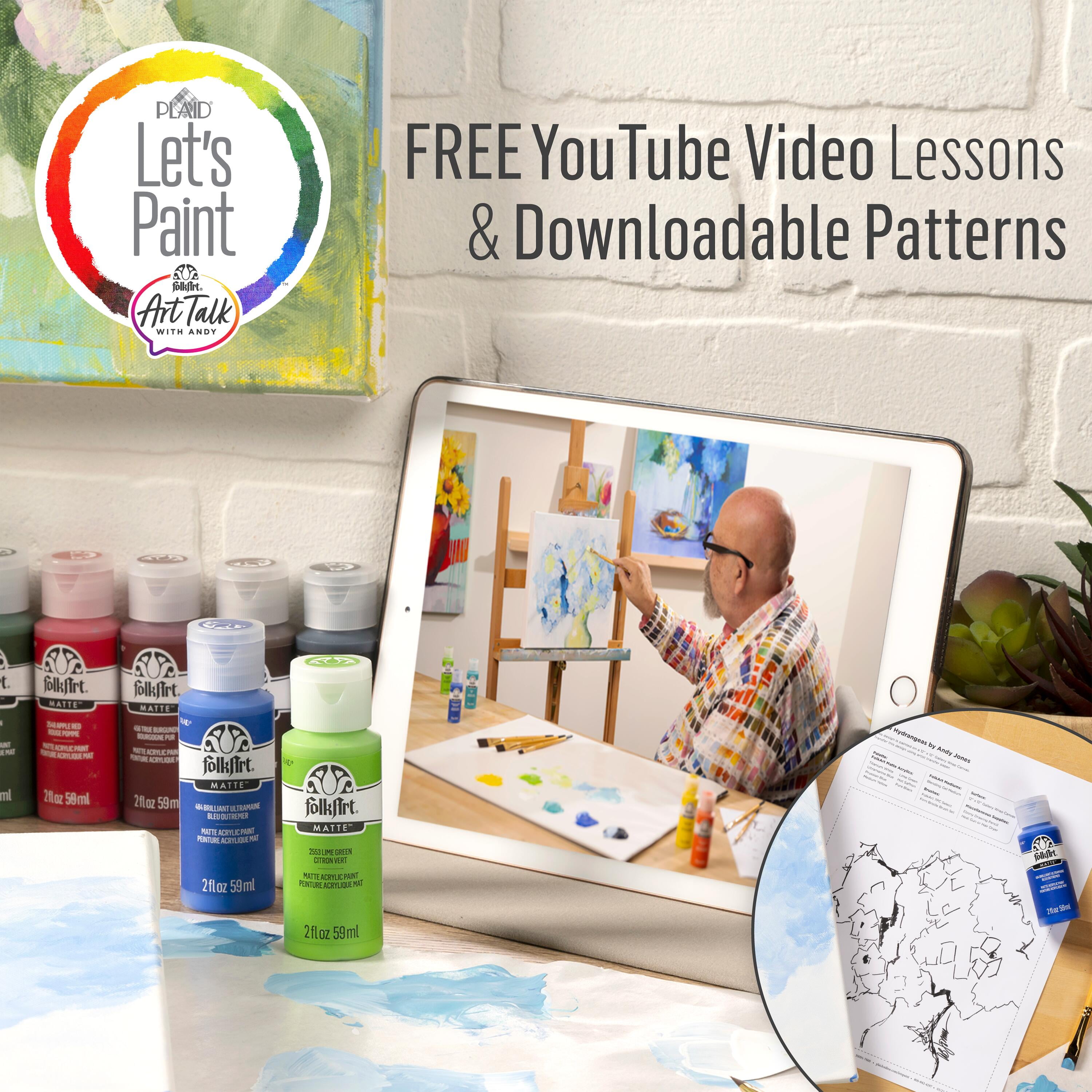 FolkArt Art Talk With Andy Acrylic Craft Paint Set, 2 fl oz, Set of 17