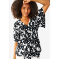 thumbnail image 3 of Ellos Plus Size V-Neck A-Line Blouse With Smocked Bodice, 3 of 3