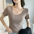 thumbnail image 4 of Kaemgyyd Womens Lightweight Tops Soft Casual Scoop Neck Short Sleeve Slim Fit T-Shirt Classic Solid Color Basic Summer Tee, 4 of 4