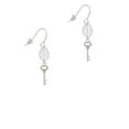 thumbnail image 2 of Delight Jewelry Silvertone Small Clear AB Crystals Oval Key Silvertone Leaf French Earrings, 2 of 5