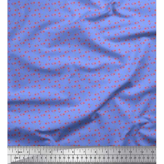 Soimoi Modal Satin Fabric Flower Artistic Fabric Prints by Yard 42 Inch Wide
