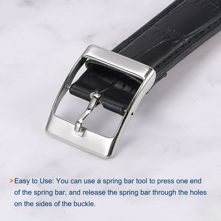 Uxcell 2 Pack of Stainless Steel Polished Silver Tone Buckle for 22mm Width Watch Band with 2Pack of Spring Bar