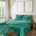 thumbnail image 3 of Ambesonne Tree Fitted & Top Sheet Set with Shams, Stars Bare Branches, Sea Green Dark Teal, 3 of 8