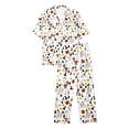 thumbnail image 4 of Huowey Womens Halloween Pajamas Set Short Sleeve Button Down Tops And Pants 2 PC Ghost Pumpkin Graphic Lapel Cozy Daily Loungewear,White,XL, 4 of 4