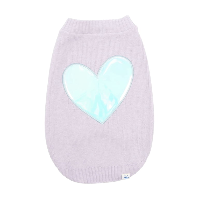 Oodles Iridescent Heart Fall Dog Sweater, Purple, Small photo 1