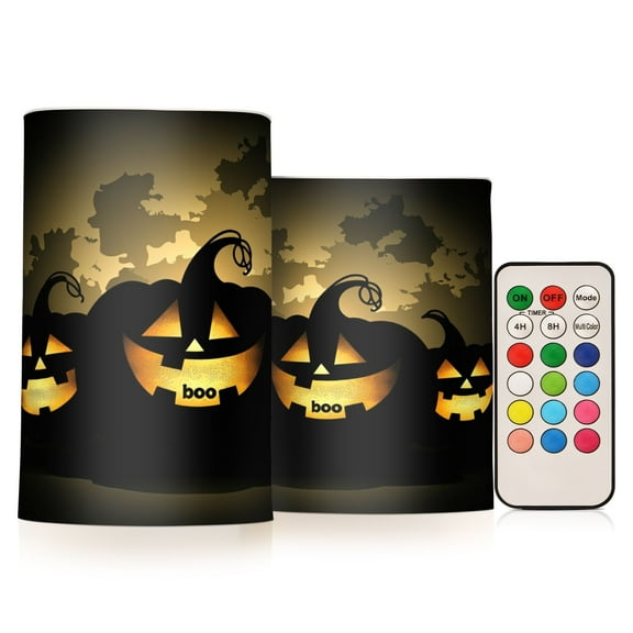 BZSMCE Flameless Candles LED Lights Black Pumpkin Creativity Battery Candles