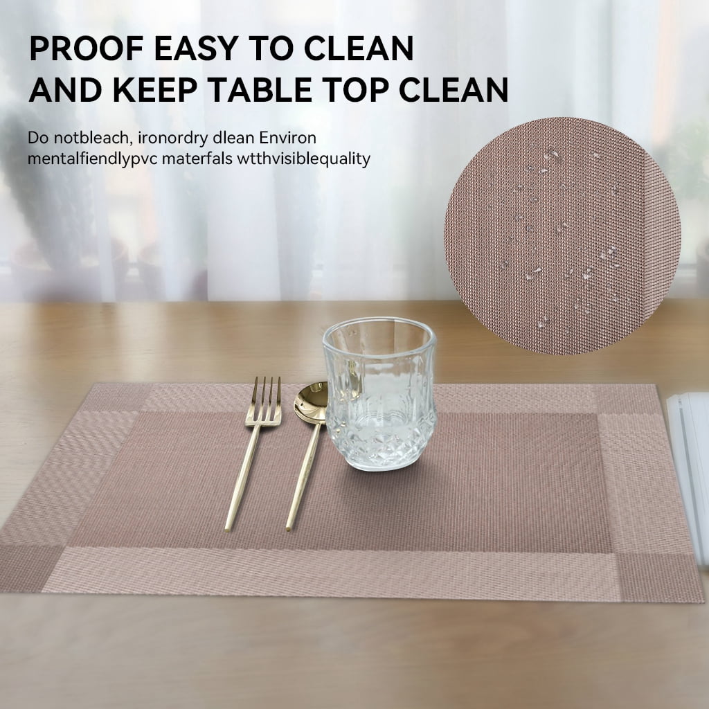 RAY STAR Vinyl Placemats Set of 6, 12''x18'' Vinyl Weave Placemats, Heat Resistant Wipable Place Mat