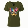 thumbnail image 5 of Craaazy Mardi Gras Shirts for Women Short Sleeve Casual Carnival Printed V-neck T-shirts Gifts, 5 of 6