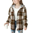 thumbnail image 2 of NAISIBABY Girls Fleece Shirt Jacket 8T, Button Down Long Sleeve Fashion Plaid Fall Winter Casual Hooded Outwear Coffee(4-15T), 2 of 3