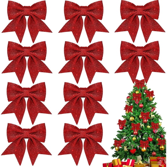 Red Glitter Ribbon Bow Tie Christmas Tree Shiny Bow Glitter Twist Tie Bows Christmas Bow for Xmas Tree Party Wedding Birthday Festival Wreath Ornaments Gift Box Wrapping (24 Pcs, 5.5 inch)