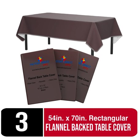 Exquisite 3 Count Brown Rectangular Flannel Backed Table Cover 54 in. x 70 Inch. - 3 Count