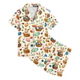 thumbnail image 4 of XAOFW Girl's Outfit Sets Easter Short Sleeve Lapel Cute Bunny Print T Shirts And Shorts Kids 2 Piece Outfits Party Night Stylish Comfortable Toddler Clothing Sets, 4 of 4