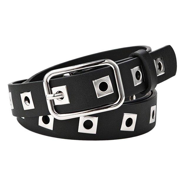 Cinturón ancho de Cintura Salvador Cuero PU decorativo occidental Punk negro