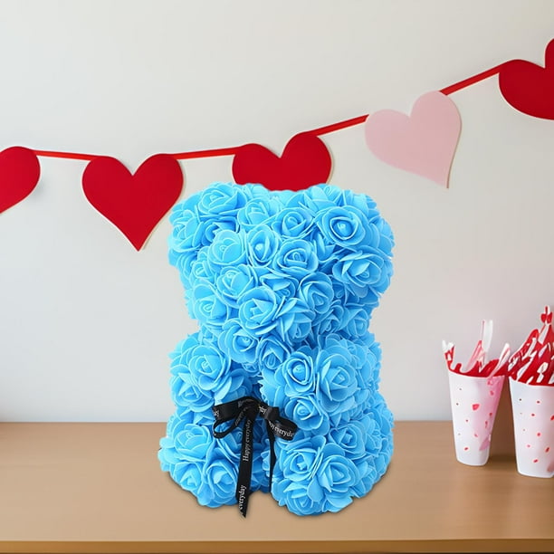 Rosa del Día de San Valentín con caja de regalo, Decoración del Día de la Madre de San Valentín, Decoración del Día de San Valentín, Flor de Rosa para , azul Macarena Rosa