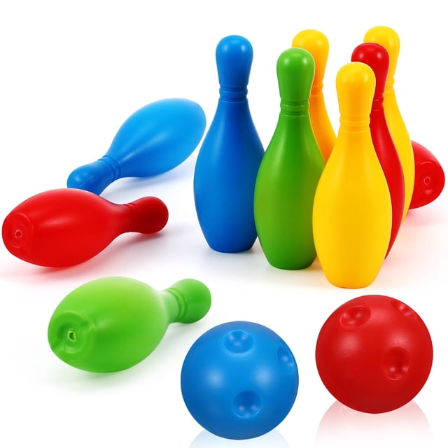 Raindrops Educational Toy Bowling Pin Set For Baby Colorful Plastic 11x4x4in 1 Set